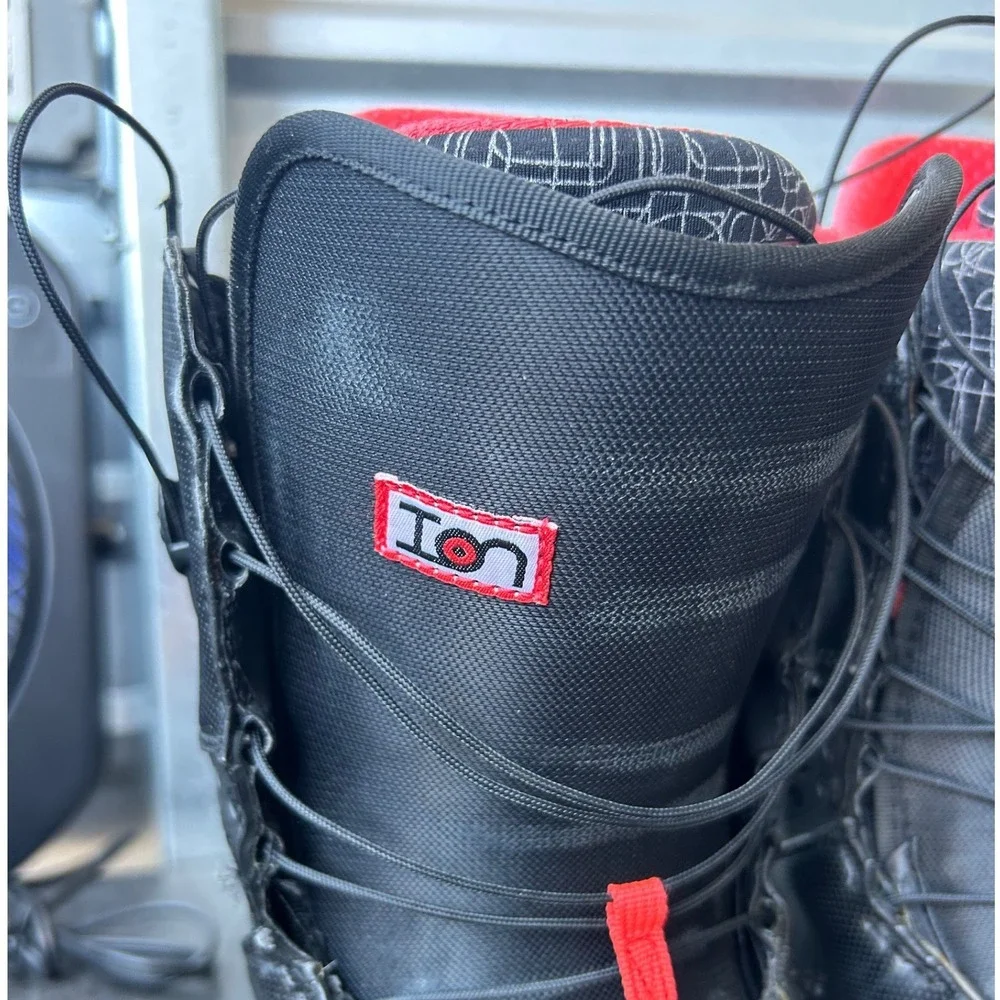 Burton Ion Snowboard Boots Mens 8 Black Red Imprint 4 Liner Speed Zone Lacing